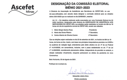 DESIGNAÇÃO DA COMISSÃO ELEITORAL BIÊNIO 2021 2023