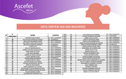 Lista das sorteadas – Live especial dia das mulheres