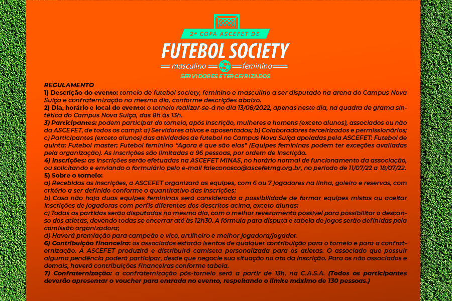 REGULAMENTO 2 COPA ASCEFET DE FUTEBOL SOCIETY