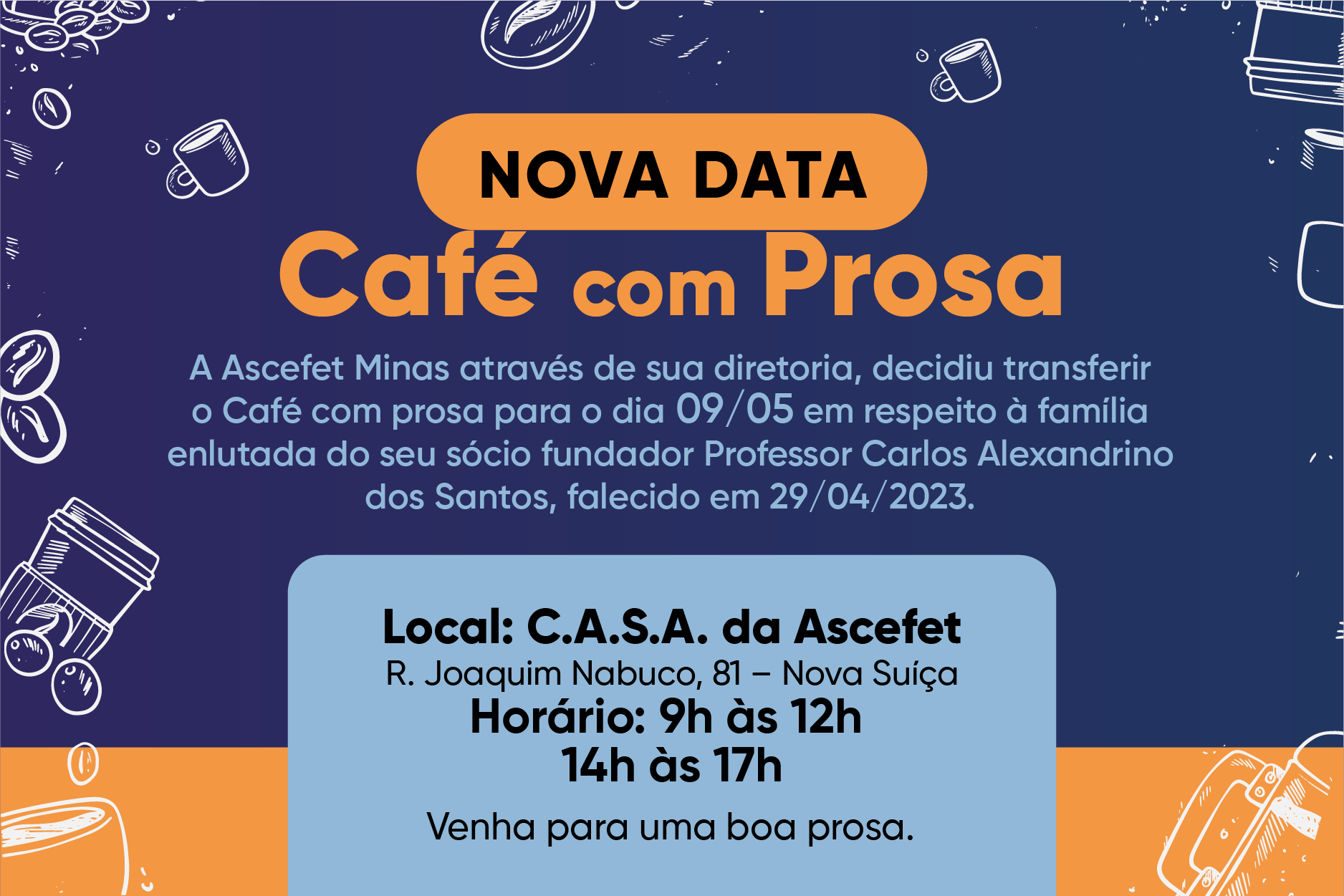 Nova data do Café com Prosa