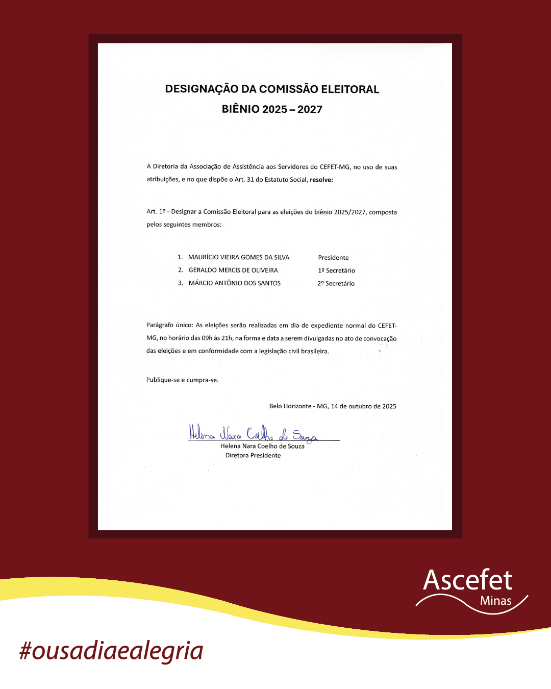 Designação da Comissão Eleitoral