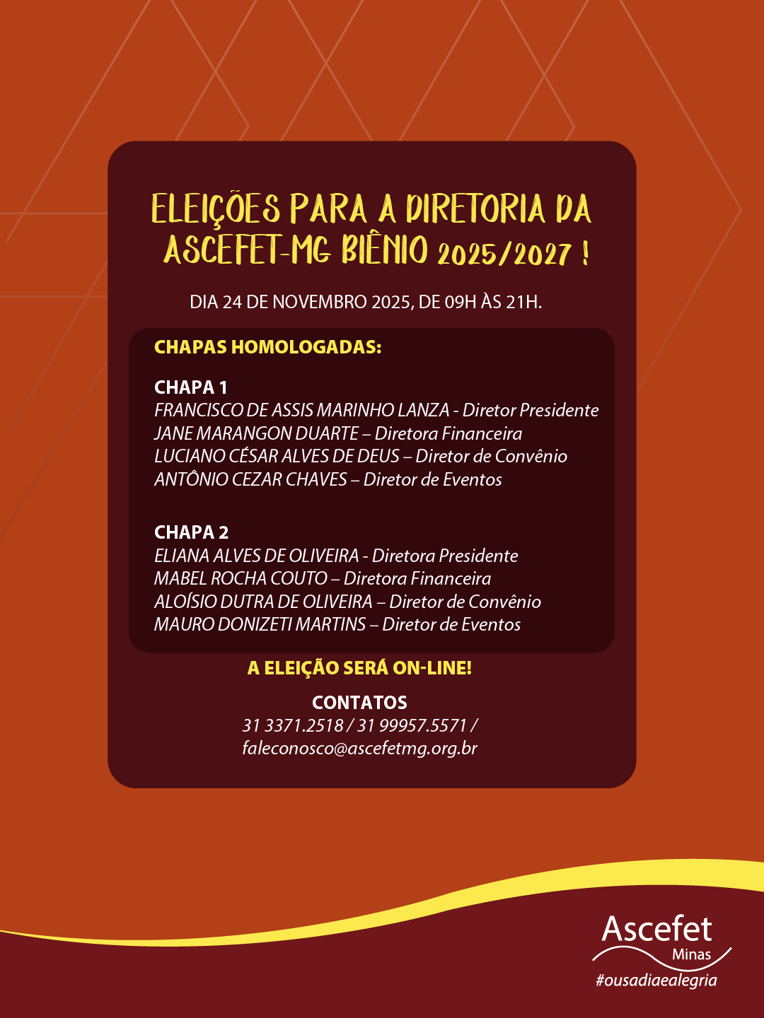 ELEIÇÕES PARA A DIRETORIA – BIÊNIO 2025/2027