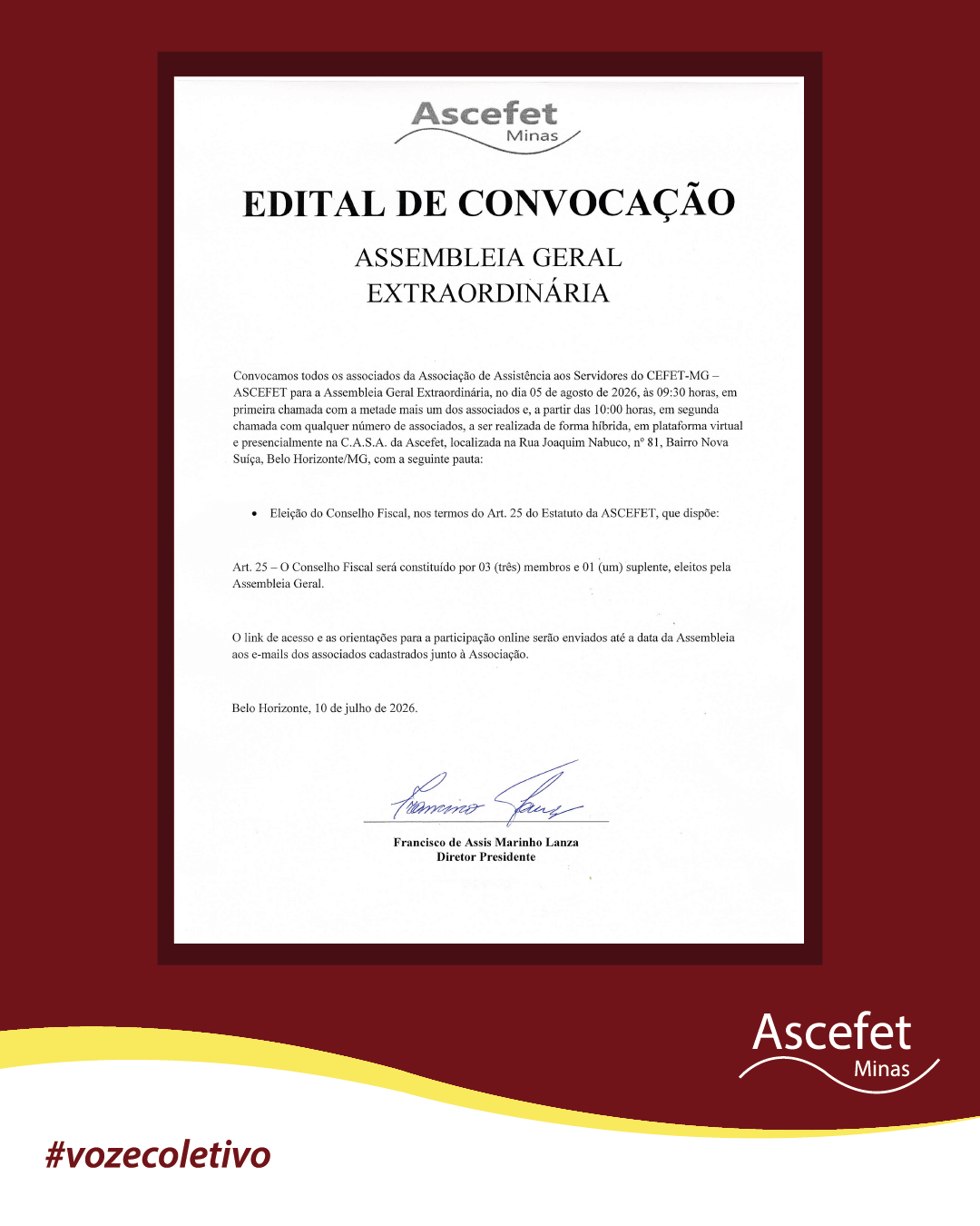 Edital de Convocação – Assembleia Geral Extraordinária